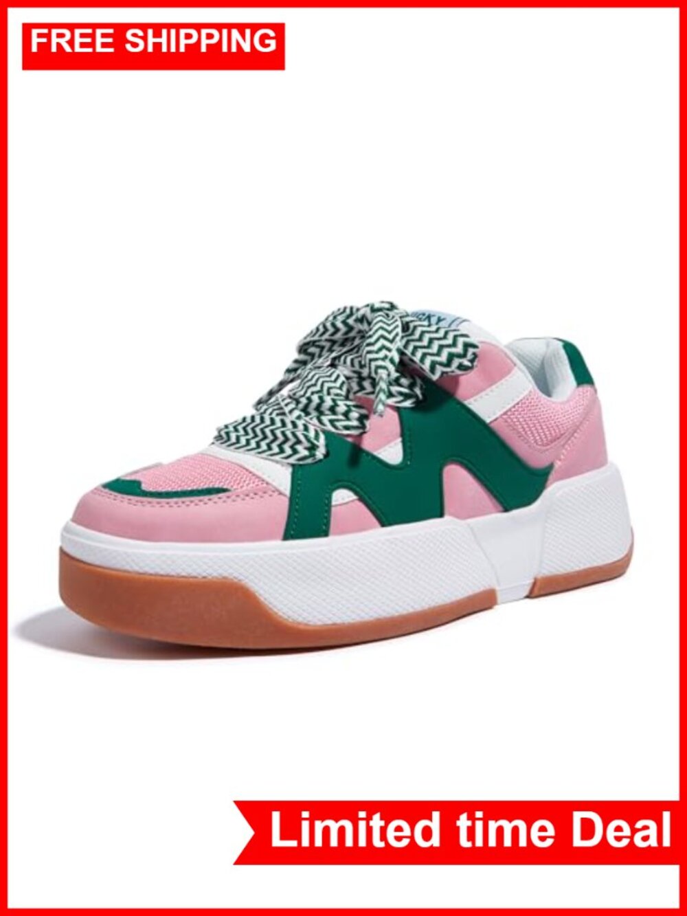 Women's Platform Fashion Sneakers Thick Sole Lace-Up Casual Walking Shoes